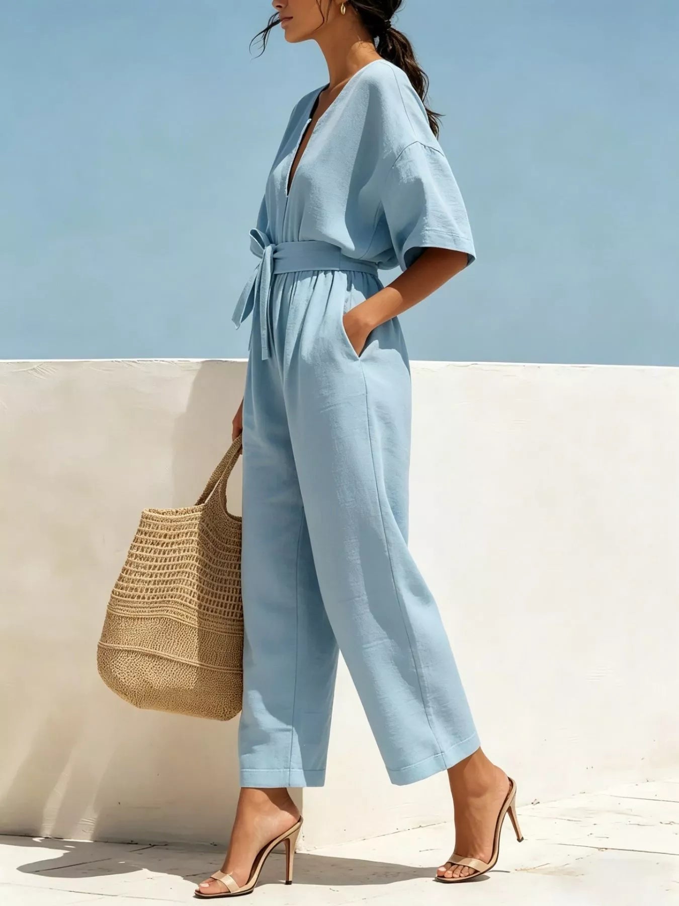 Tie Waist Wide Leg Jumpsuit Secondary image