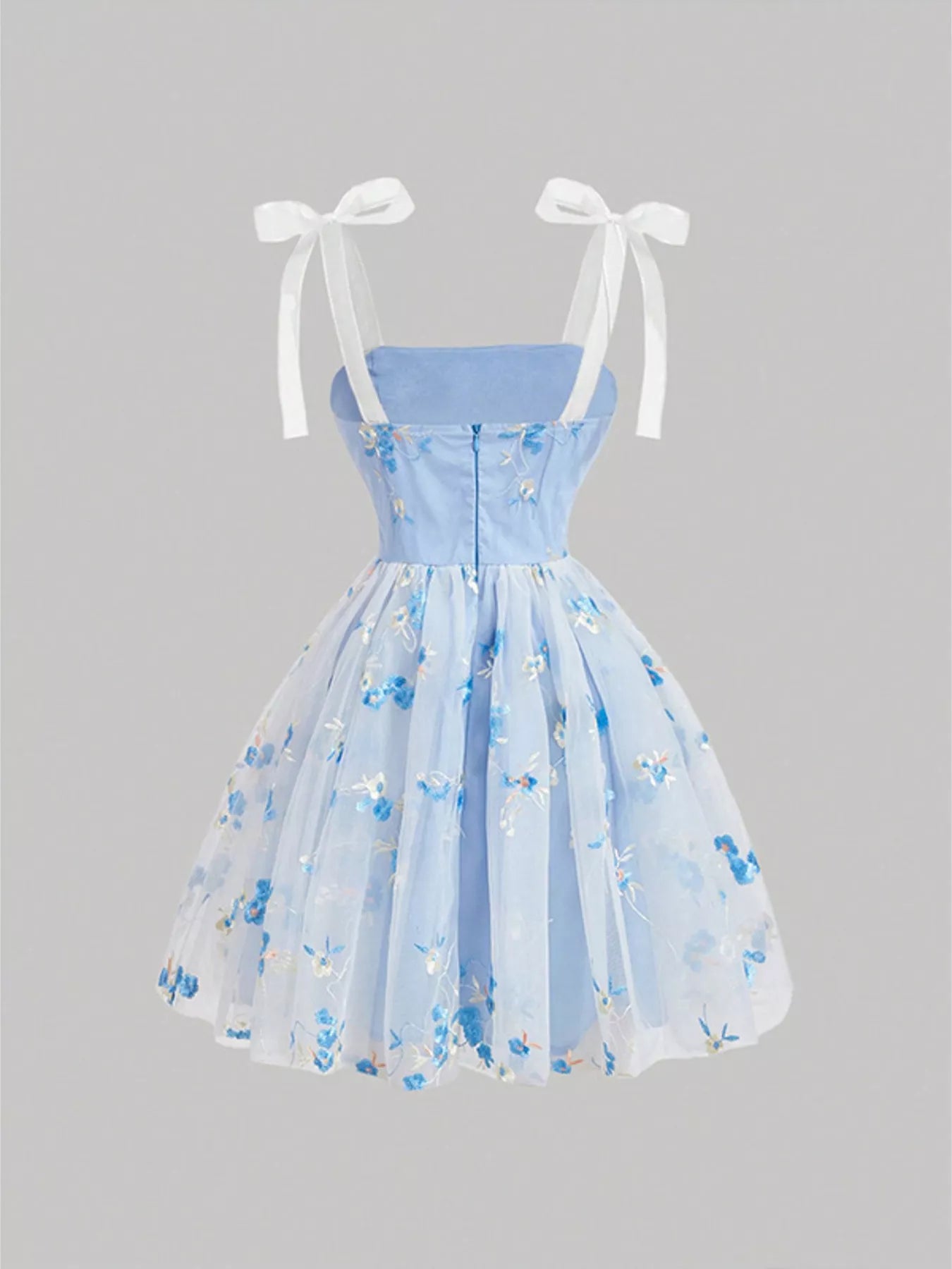 Floral Embroidered Tie Shoulder Dress Secondary image