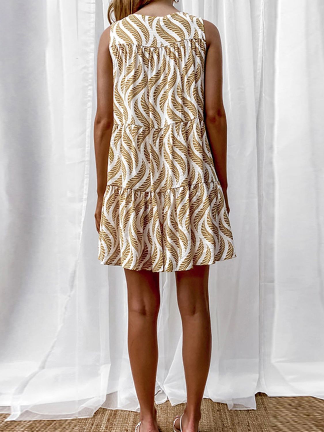 Printed V-Neck Sleeveless Mini Dress Secondary image