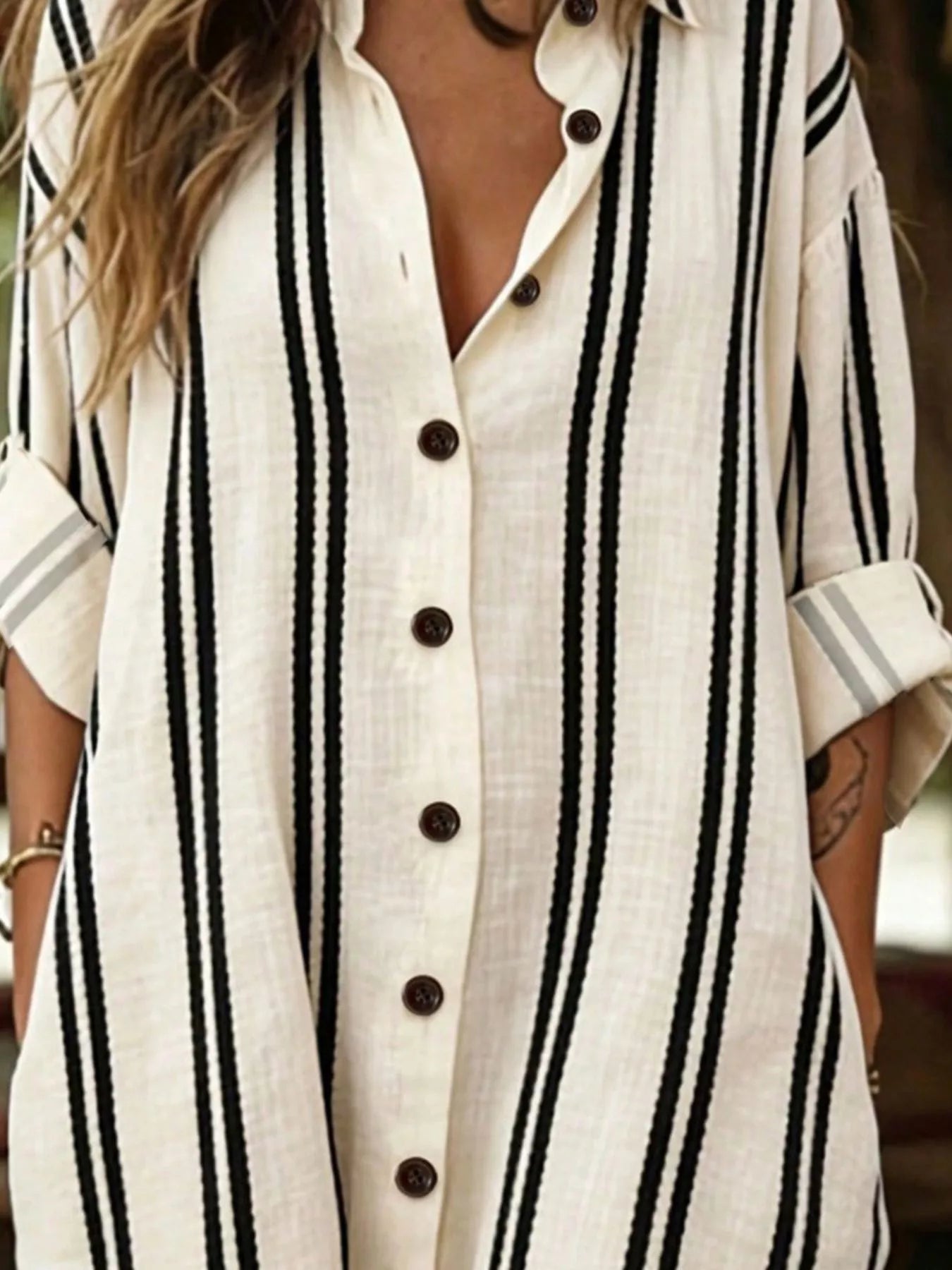 Striped Button-Down Shirt Dress Secondary image