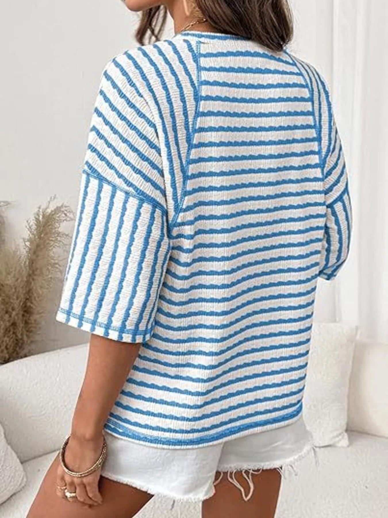 Striped Knit Round Neck T-Shirt Secondary image