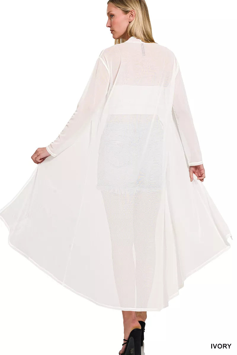Zenana Mesh Open Front Cardigan Secondary image