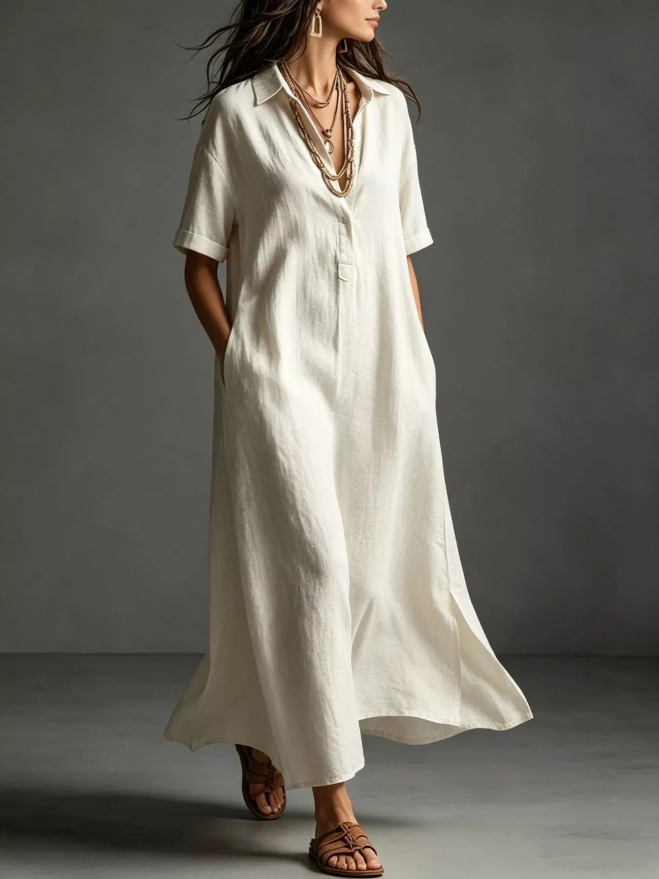 Full Size Casual Midi Shirt Dress Plus Size Secondary image
