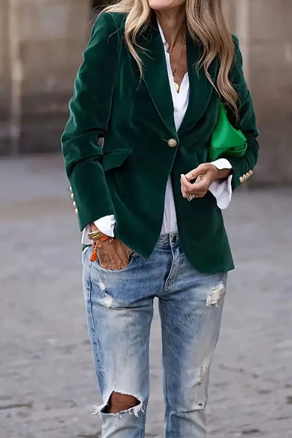 Lapel Collar One Button Blazer Secondary image