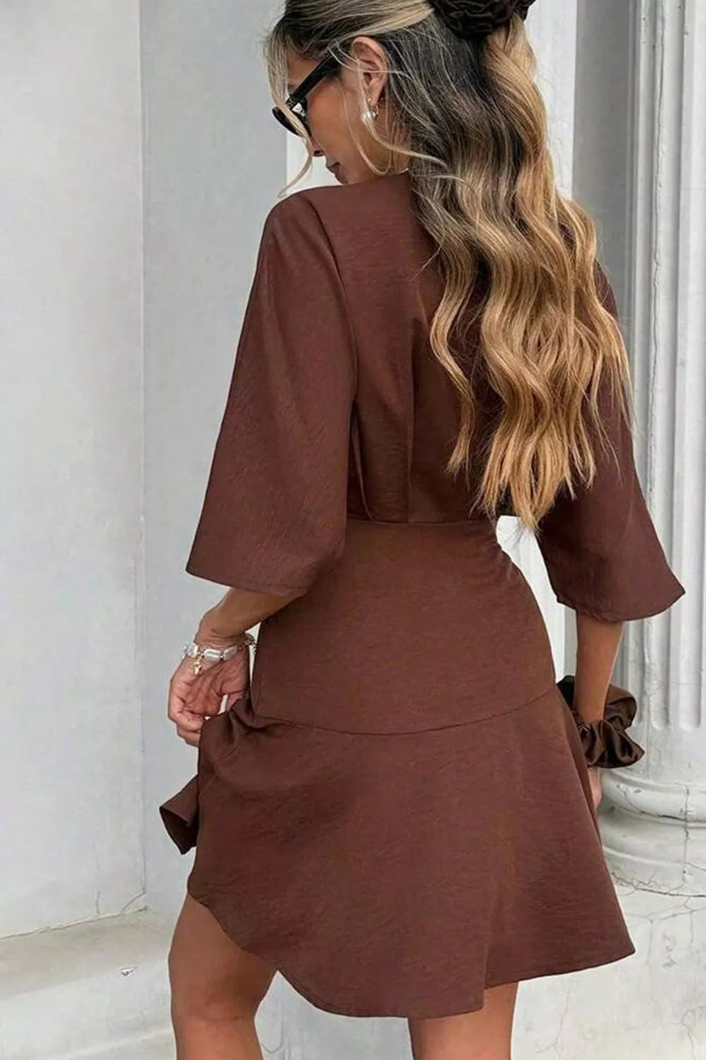 Surplice Half Sleeve Mini Dress Secondary image