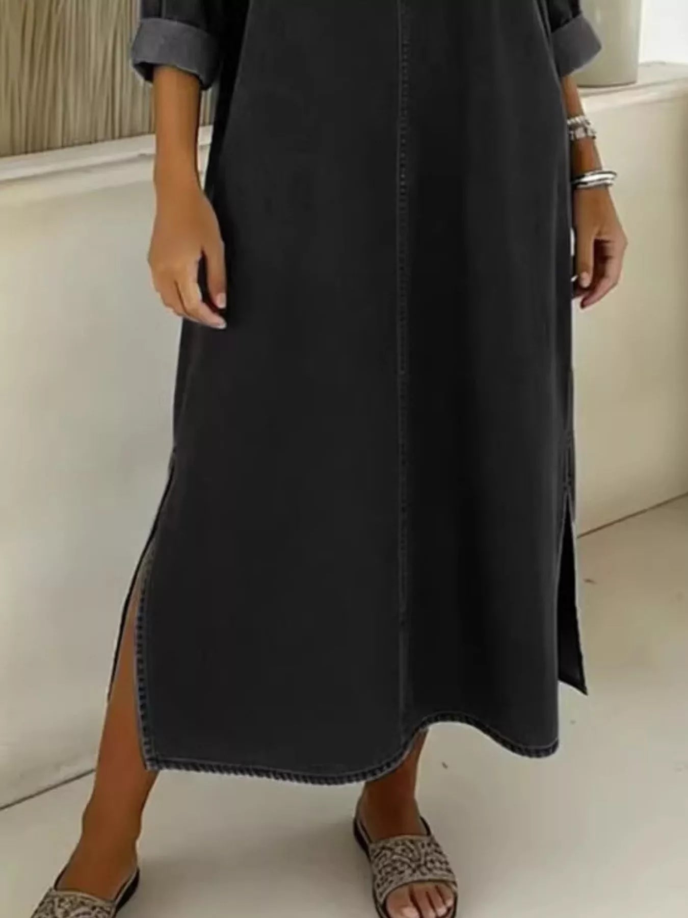 Side Slit V-Neck Midi Dress Secondary image