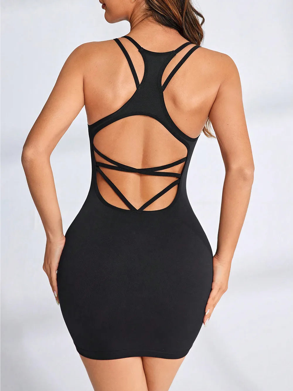 Crisscross Scoop Neck Active Dress Secondary image