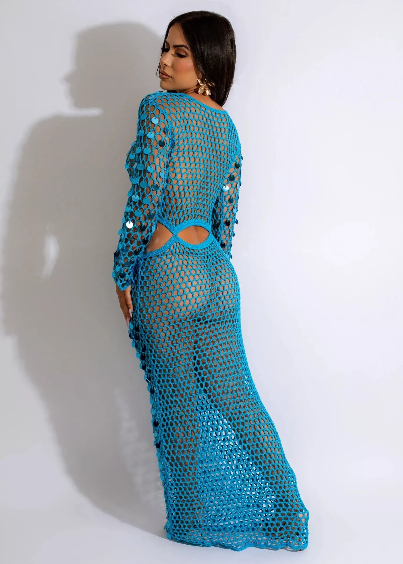 Sequin Mesh Cutout Maxi Dress Secondary image
