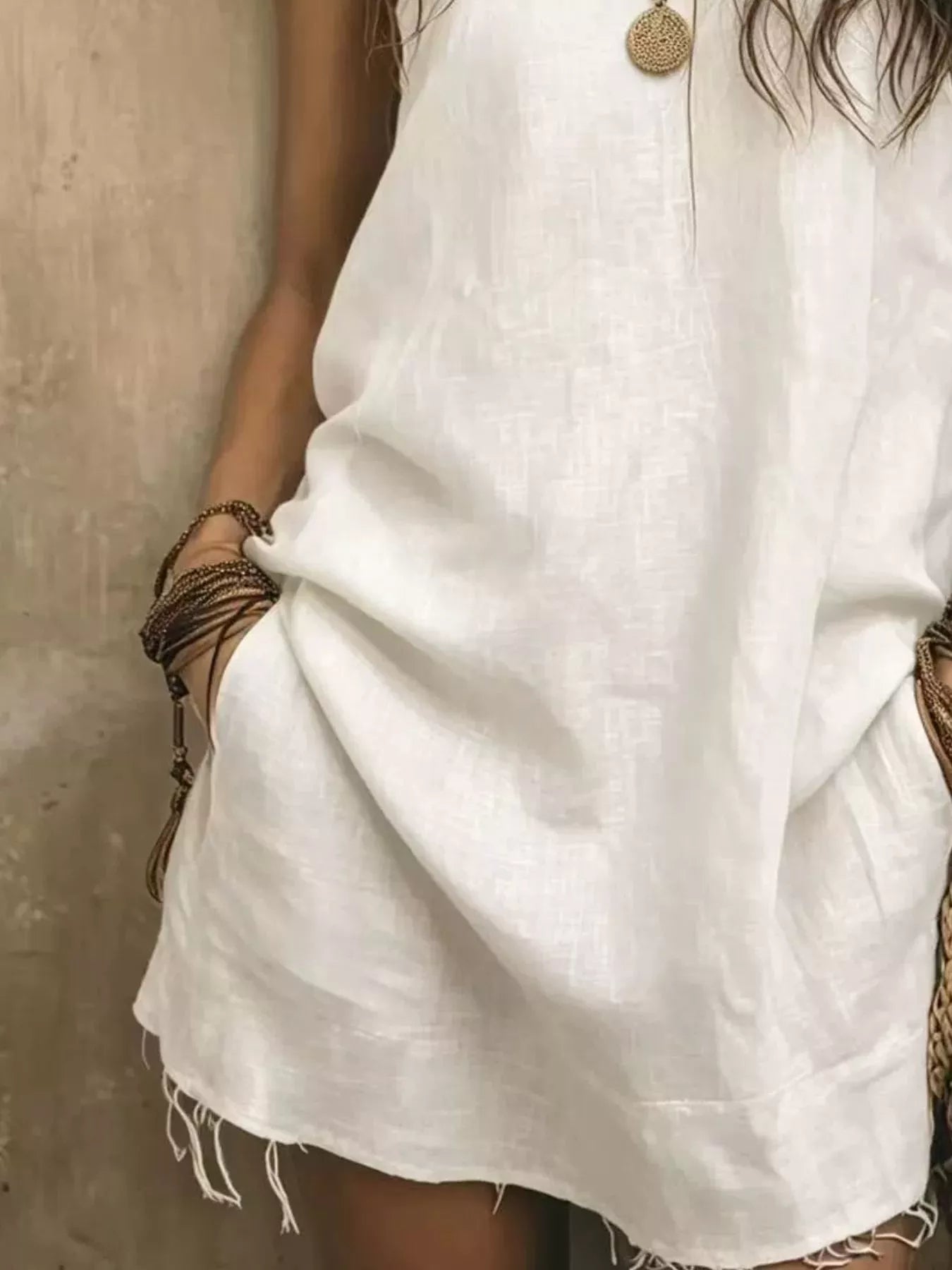 One-Shoulder Mini Dress with Frayed Hem Secondary image