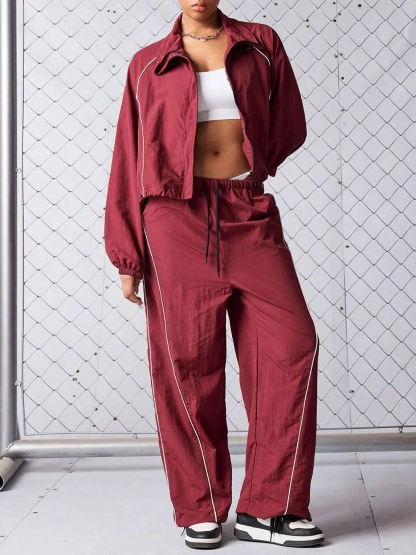Crop Jacket and Wide-Leg Pants Set Secondary image