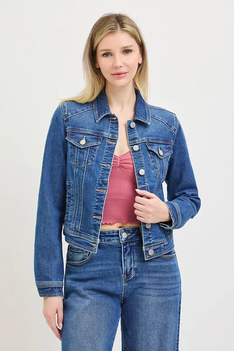 RISEN Basic Fitted Button Down Denim Jacket Secondary image