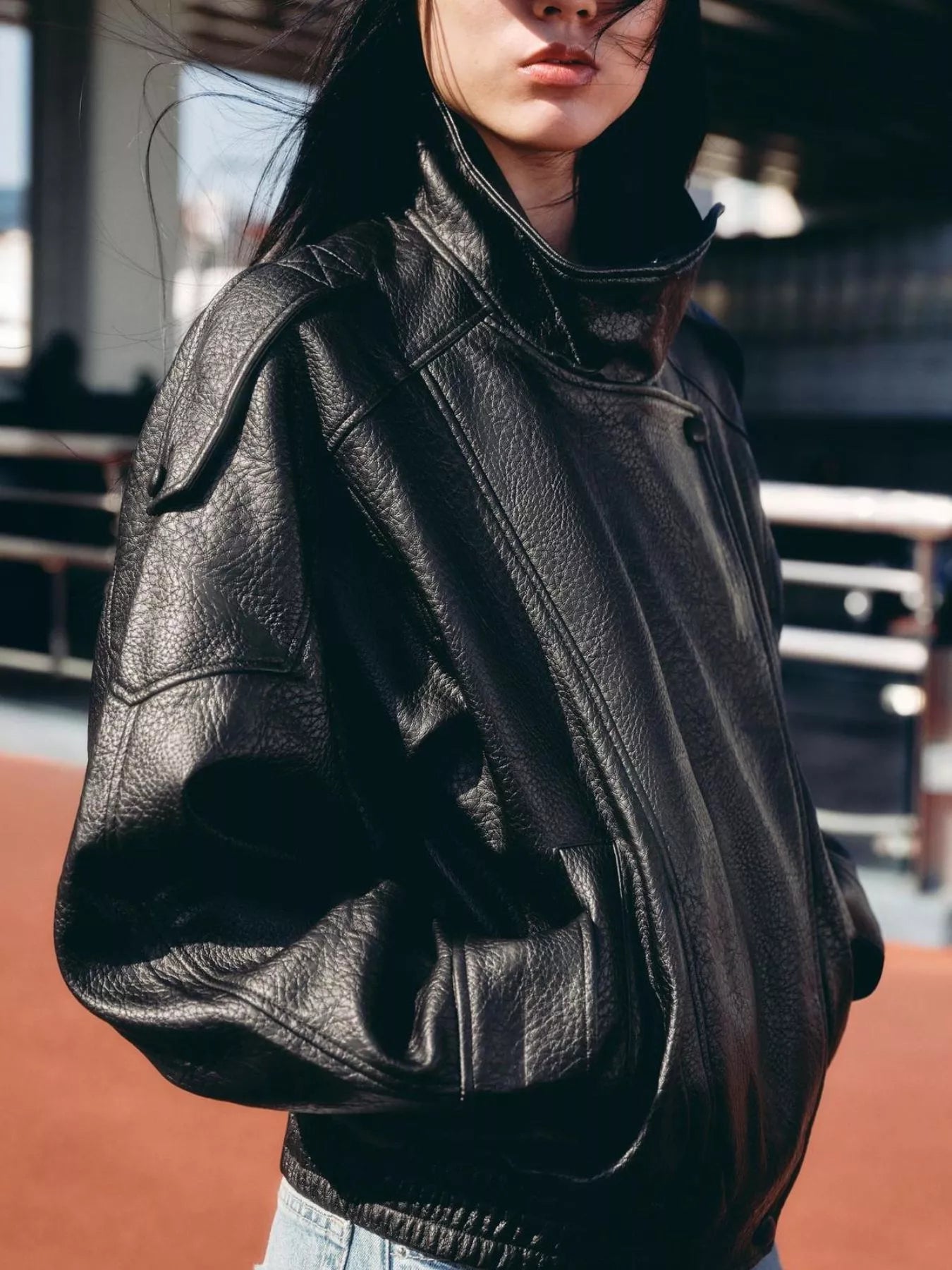 Zip-Up Faux Leather Moto Jacket Secondary image
