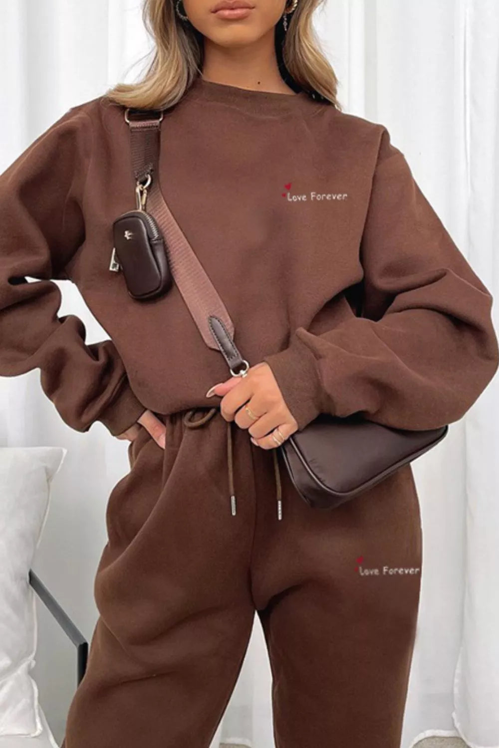 Round Neck Sweatshirt and Joggers Set Secondary image