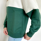 Hunter Green/Cloud Dancer Colorblock Quarter Zip Pullover