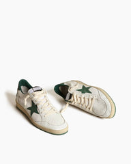 Men's White Nappa Leather Sneaker with Star and Heel Tab