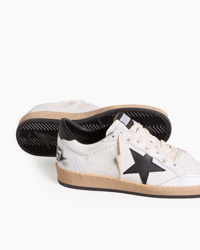 White Nappa Leather Sneaker with Star and Heel Tab