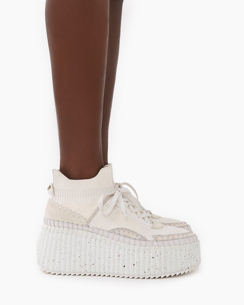 Multicolor Knit Chunky High-Top Platform Sneakers