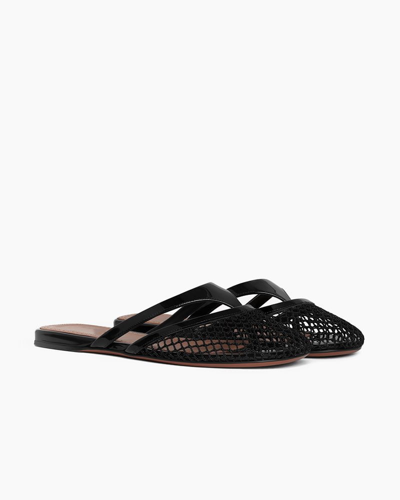 Mesh Cutout Strap Lightweight Flat Slide Thong Sandals