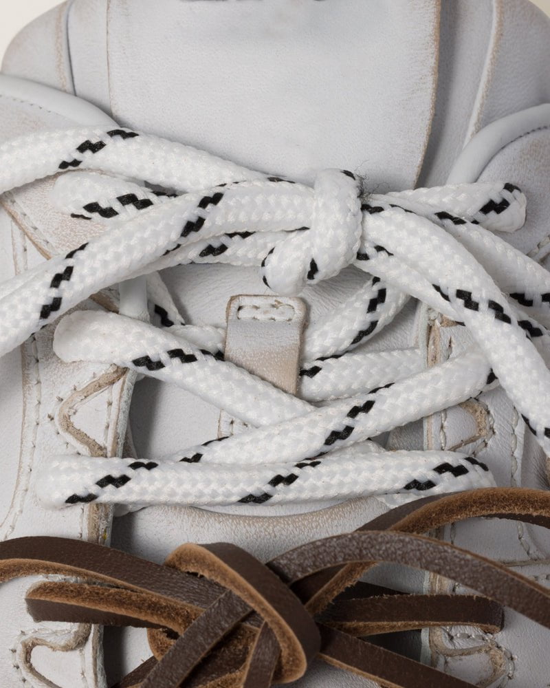 Leather Slip-On Dual-Tone Laces Mule Sneakers