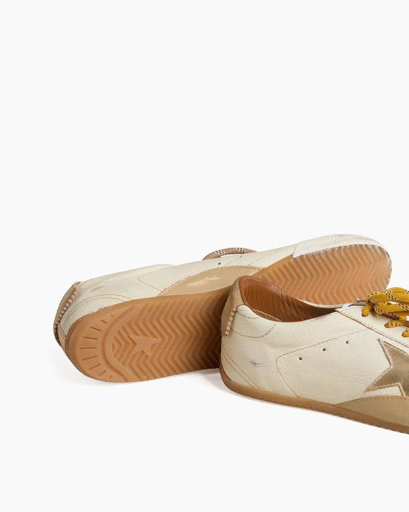 Gold Star White Nappa Leather Sneakers