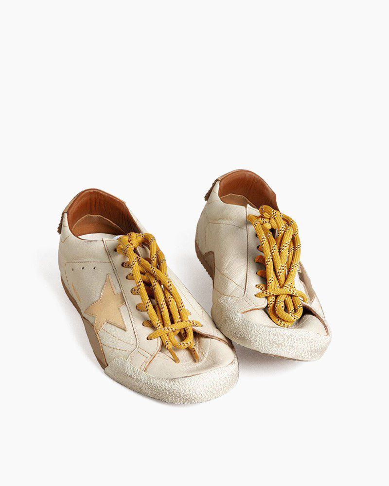Gold Star White Nappa Leather Sneakers