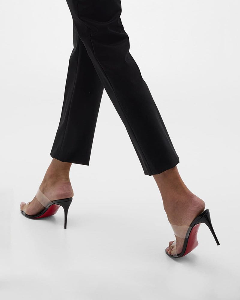 Clear Red Sole Double Strap Stiletto Heel Sandals