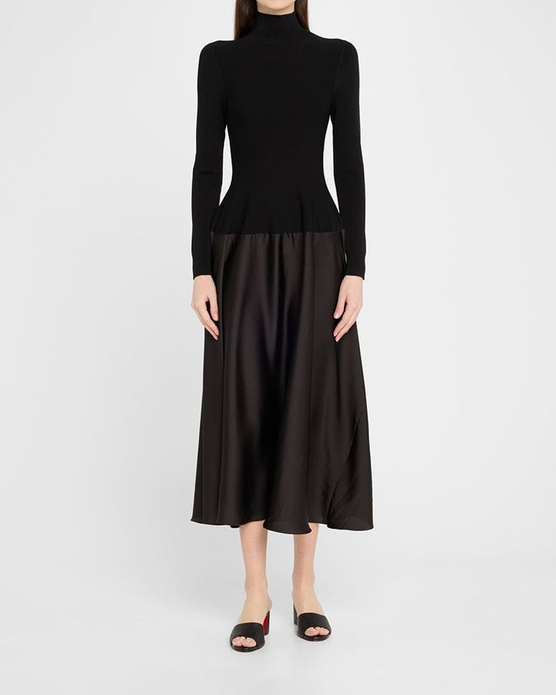 Black Leather Red Sole Block Heel Mule Sandals