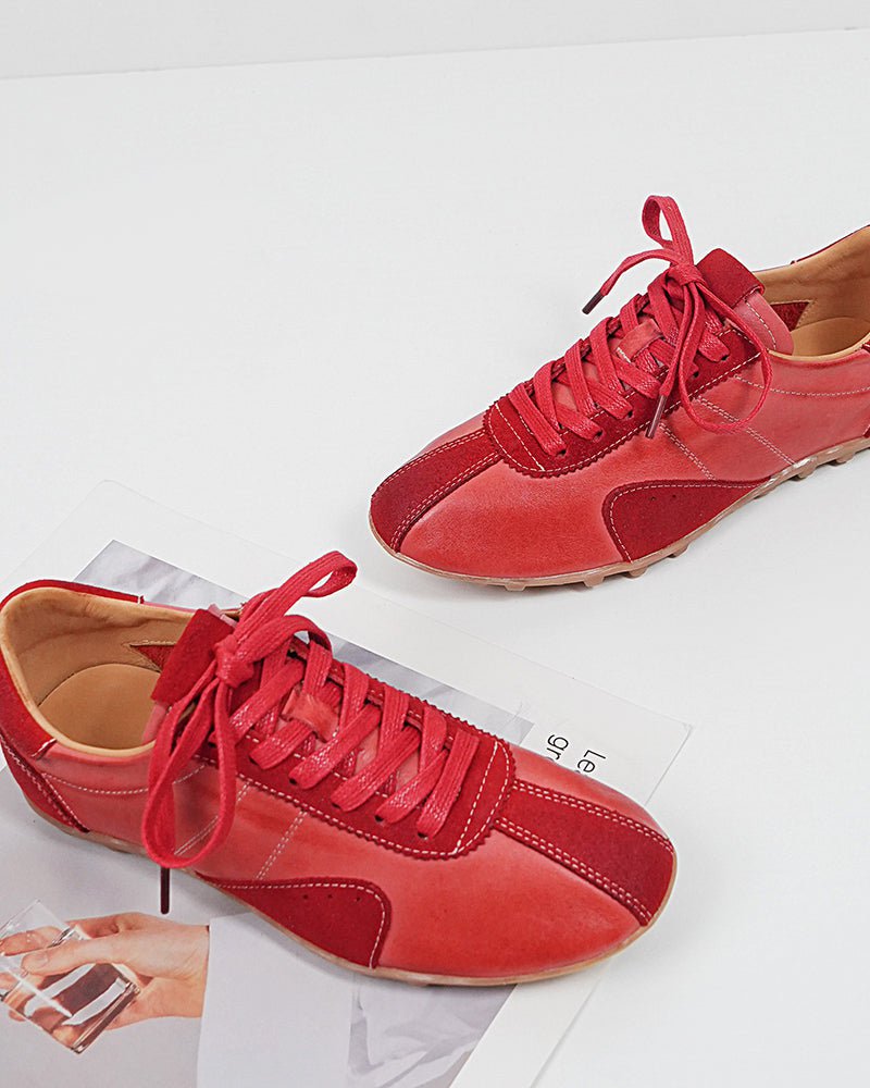 Retro Suede Nappa Leather Textured Sole Sneakers