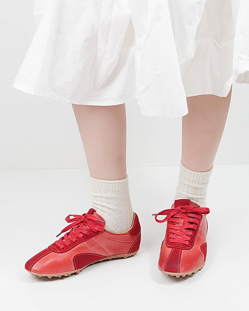 Retro Suede Nappa Leather Textured Sole Sneakers