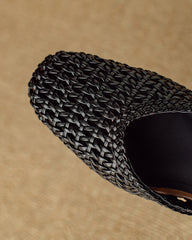 Woven Knotted Strap Block Heel Slip-On Sandals