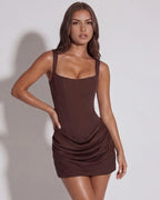 Formal Off-Shoulder Pleated Mini Skirt