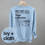 Yoga Instructor Nutrition Facts (Back Print)