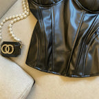 Maillard Pure Lust Style PU Leather Padded Tube Top Camisole