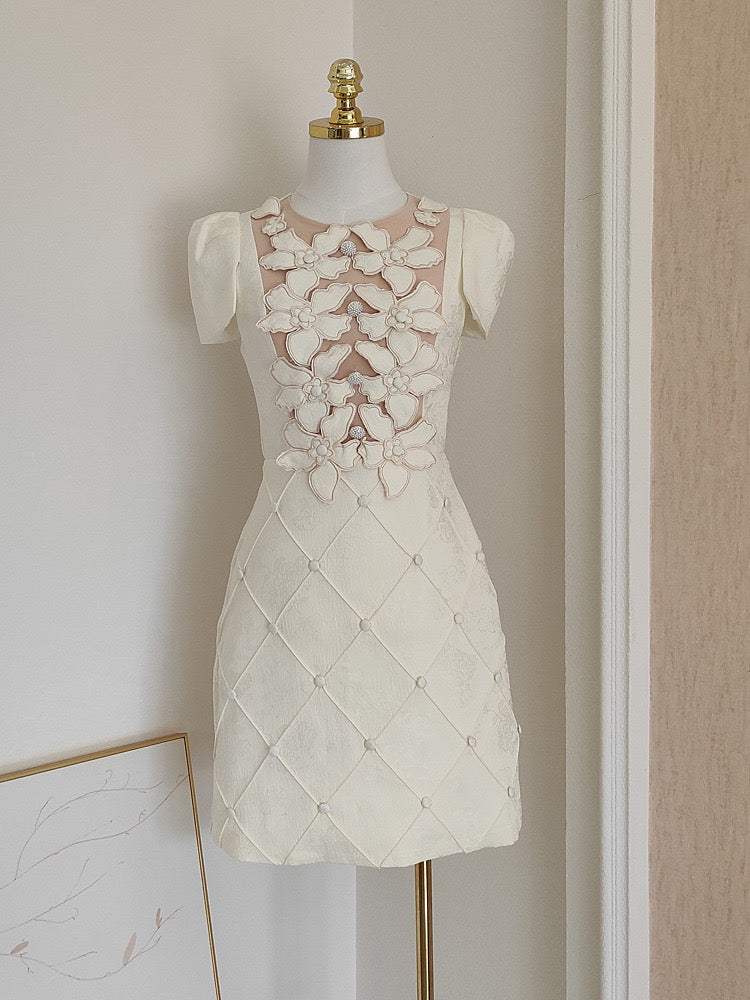 Women's Apricot Bodycon Mini Dress | Short Sleeve Cocktail Dress