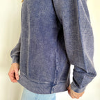 Navy Oversized Corded Crew
