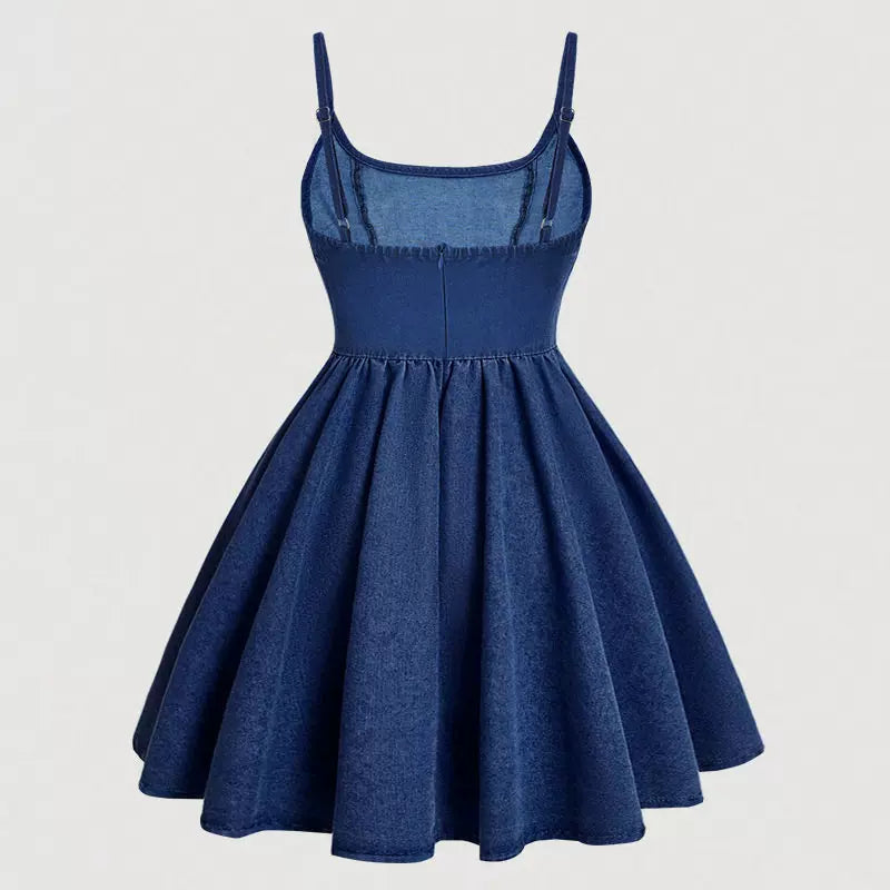 Women's Casual Denim Slip Dress Sweet Sleeveless Mini Dress Secondary image