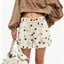 Women's High-Waist Denim Shorts Drawstring Polka Dot Rivet