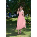Women's Thick Strap Slim Fit Waist-Cinching Long Dress