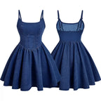 Women's Casual Denim Slip Dress Sweet Sleeveless Mini Dress