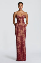 Women's Tube Top Lace Maxi Dress Slim Fit High Waist Hip-Accented