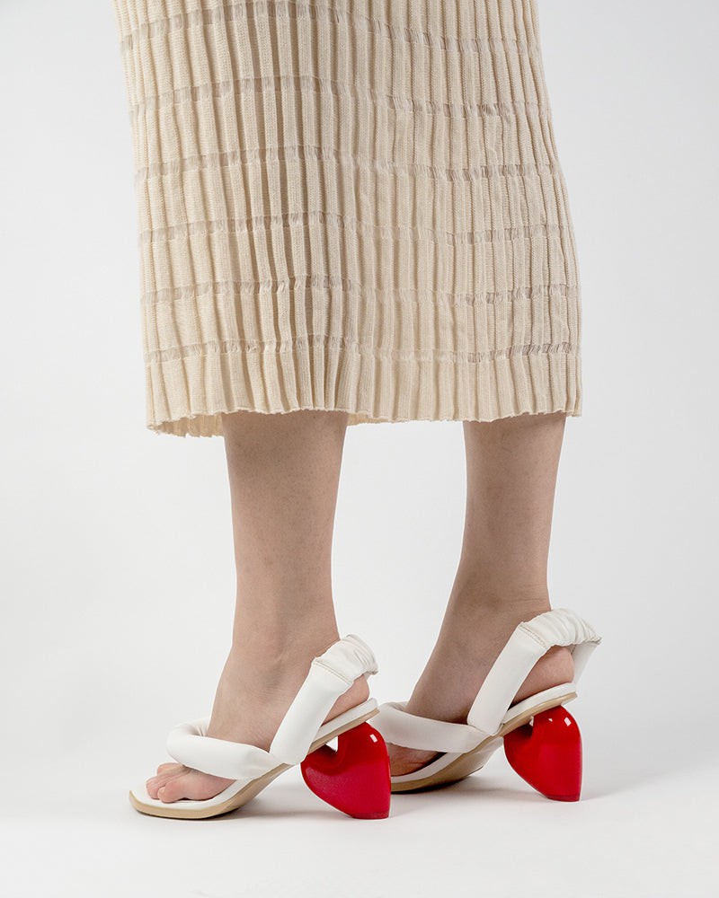 Love Design Chunky Block High Heel Elastic Strap Thong Sandals