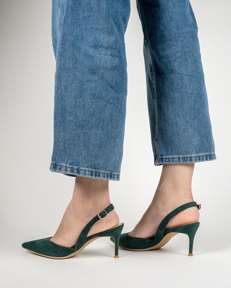 Mid Heel Minimalist Suede Pointed Toe Pumps