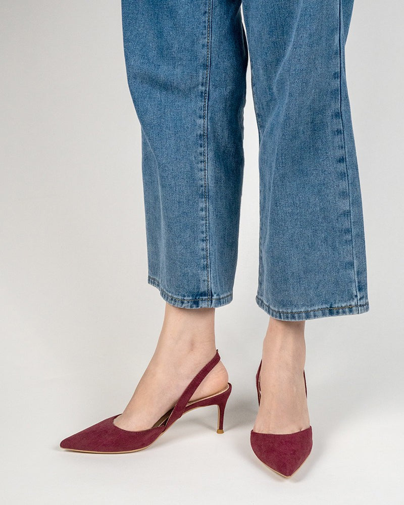 Mid Heel Minimalist Suede Pointed Toe Pumps