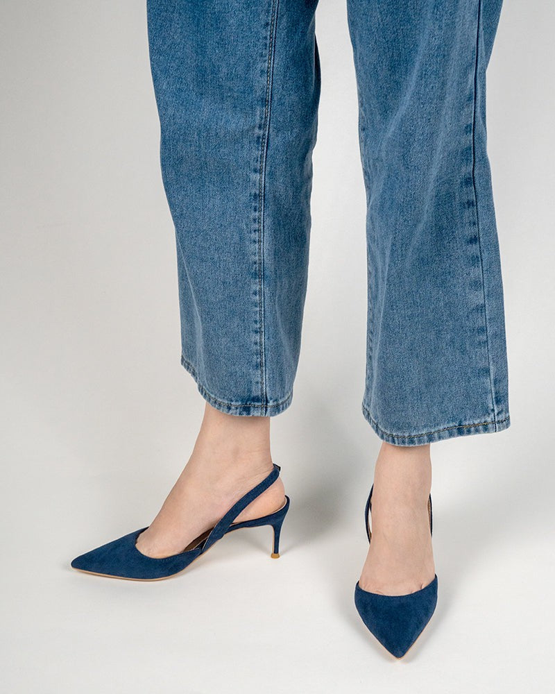 Mid Heel Minimalist Suede Pointed Toe Pumps