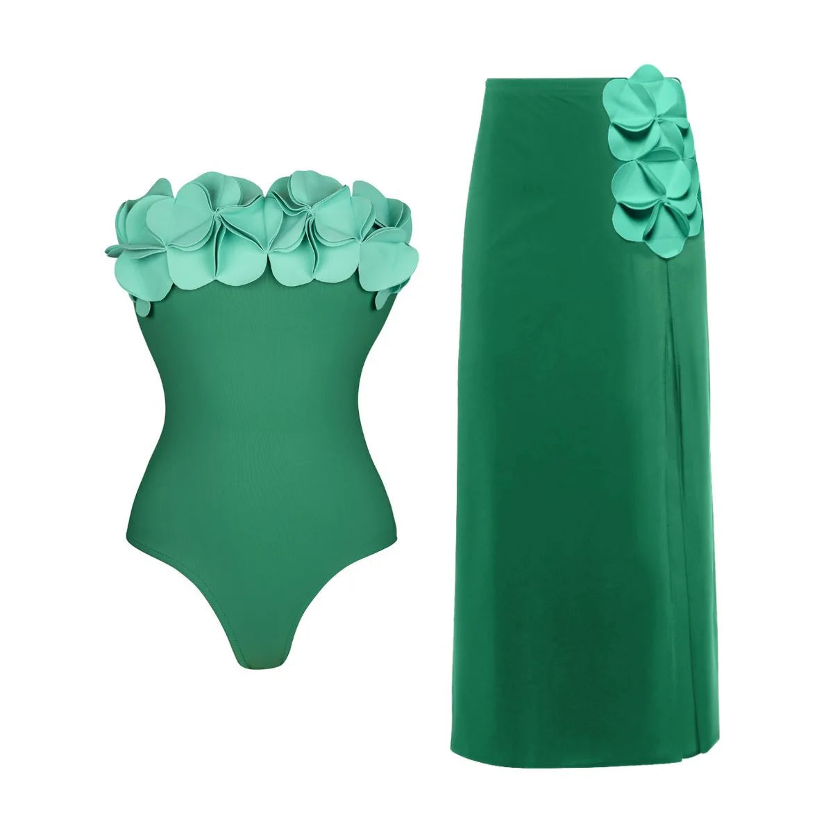 Women's 2 Piece Laser Flower Bandeau Bikini Set Push Up Swimsuit Secondary image