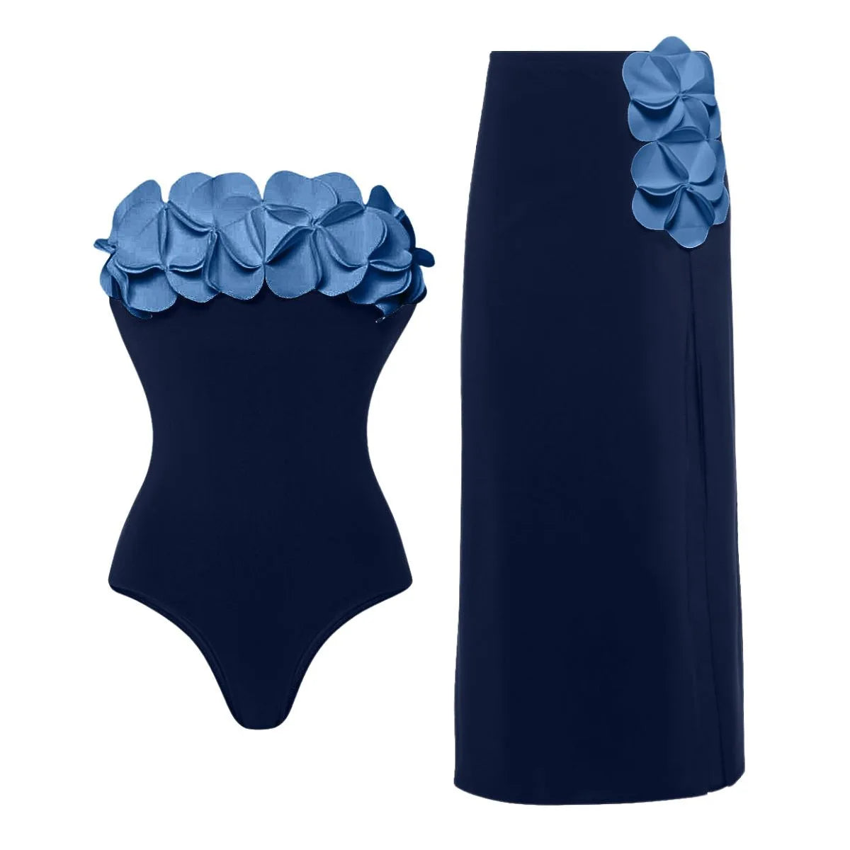 Women's 2 Piece Laser Flower Bandeau Bikini Set Push Up Swimsuit Main image