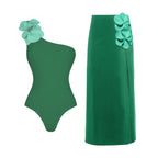 Women's 2 Piece Laser Flower Bandeau Bikini Set Push Up Swimsuit