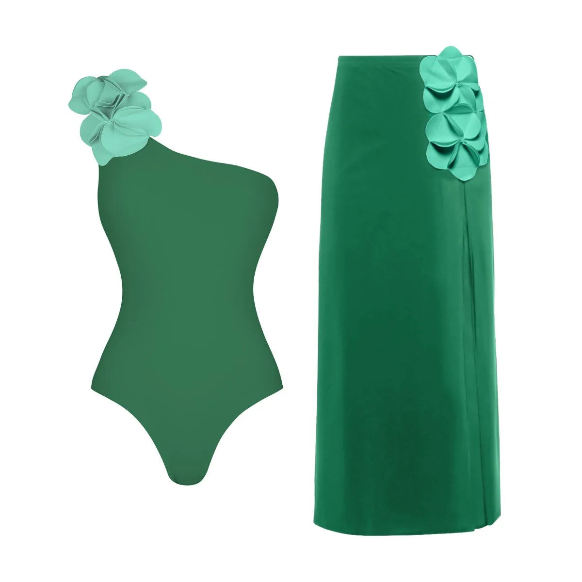Women's 2 Piece Laser Flower Bandeau Bikini Set Push Up Swimsuit
