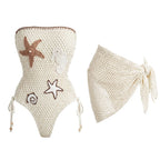 Women's 2 Piece Crochet One Piece Swimsuit Sexy Bikini Set Bathing Suit
