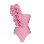 Women's 2 Piece Laser Flower Bandeau Bikini Set Push Up Swimsuit